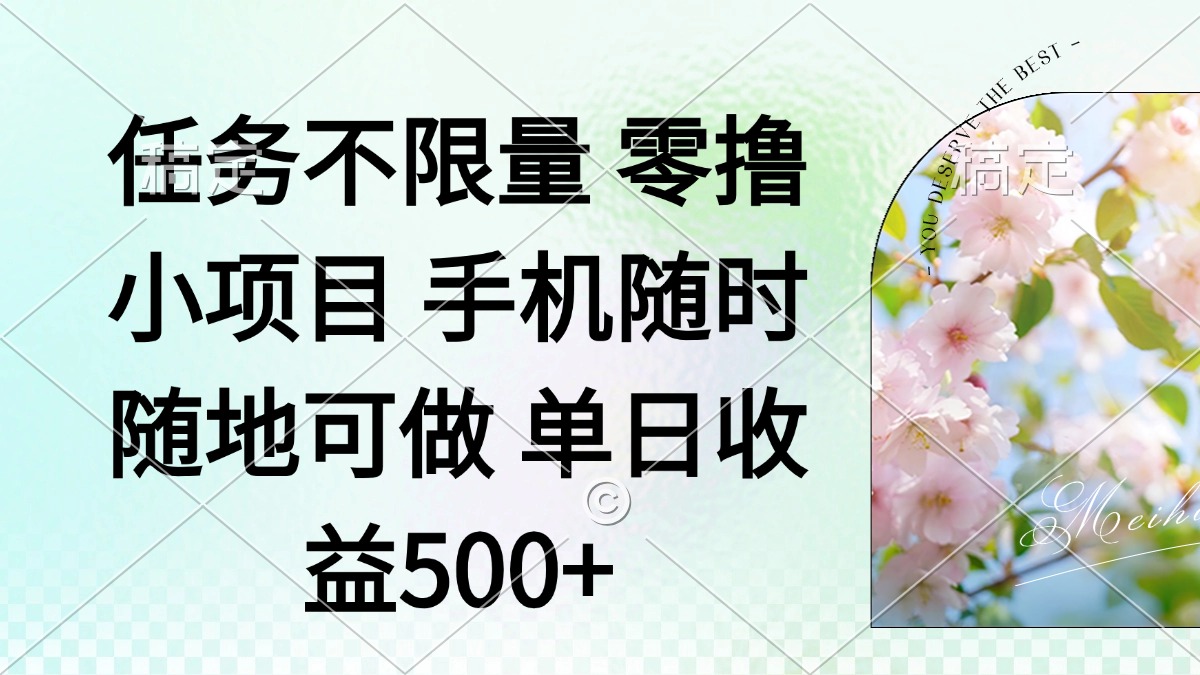 （14391期）零撸小项目 手机随时可做 任务不限量 单日收益500＋_大叔资源库创业项目网-大叔资源库-资源-项目-副业-兼职-创业-大叔的库-大叔的库