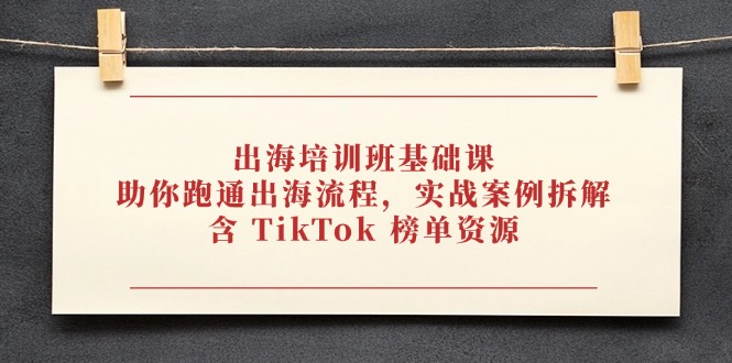 （14555期）出海培训班基础课，助你跑通出海流程，实战案例拆解，含 TikTok 榜单资源_大叔资源库创业项目网-大叔资源库-资源-项目-副业-兼职-创业-大叔的库-大叔的库