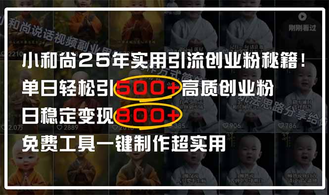 （14436期）小和尚2025年实用引流秘籍！单日轻松引500+高质量创业粉，日变现800+，…_大叔资源库创业项目网-大叔资源库-资源-项目-副业-兼职-创业-大叔的库-大叔的库