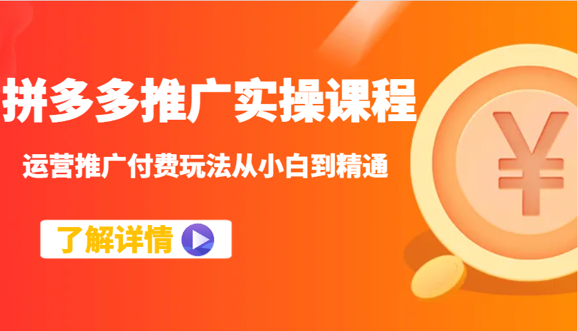 拼多多推广实操课程：运营推广付费玩法从小白到精通_大叔资源库-大叔资源库-资源-项目-副业-兼职-创业-大叔的库-大叔的库