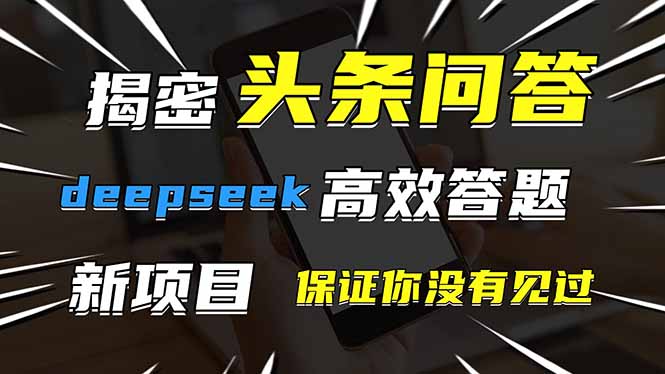 图片[1]-（14480期）头条问答，刚出的新玩法！保证你没见过！用DeepSeek去高效答题，一个账…_生财有道创业项目网-生财有道