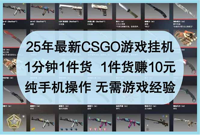 （14439期）25年最新CSGO游戏挂机，1分钟1件货，1件货赚10元 纯手机操作 无需游戏经验_大叔资源库创业项目网-大叔资源库-资源-项目-副业-兼职-创业-大叔的库-大叔的库