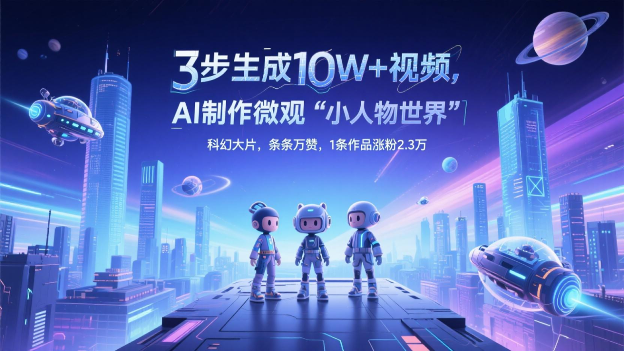 三步生成10W+视频，AI制作微观“小人物世界”科幻大片，条条万赞，1条作品涨粉2.3万_大叔资源库-大叔资源库-资源-项目-副业-兼职-创业-大叔的库-大叔的库