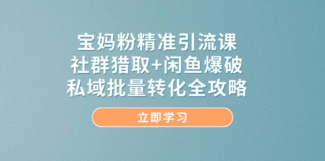 （14820期）宝妈粉精准引流课，社群猎取+闲鱼爆破，私域批量转化全攻略_大叔资源库创业项目网-大叔资源库-资源-项目-副业-兼职-创业-大叔的库-大叔的库