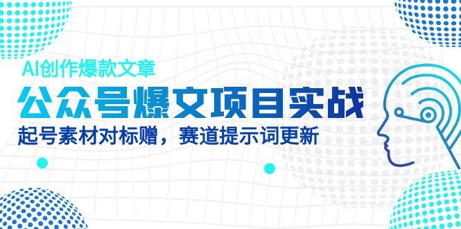 （14709期）公众号爆文项目实战，AI创作爆款文章，起号素材对标赠（附赛道AI提示词）_大叔资源库创业项目网-大叔资源库-资源-项目-副业-兼职-创业-大叔的库-大叔的库
