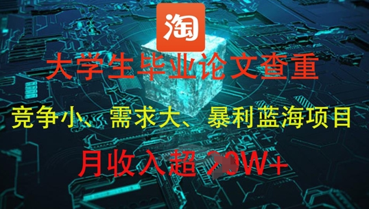 大学生毕业论文查重，暴利蓝海项目，月收入过1W+——大叔资源库创业项目网-大叔资源库-资源-项目-副业-兼职-创业-大叔的库-大叔的库