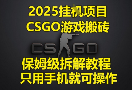 2025挂G项目，CSGO游戏搬砖，保姆级拆解教程，只用手机就可操作【揭秘】——大叔资源库创业项目网-大叔资源库-资源-项目-副业-兼职-创业-大叔的库-大叔的库