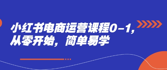 小红书电商运营课程0-1，从零开始，简单易学——大叔资源库创业项目网-大叔资源库-资源-项目-副业-兼职-创业-大叔的库-大叔的库