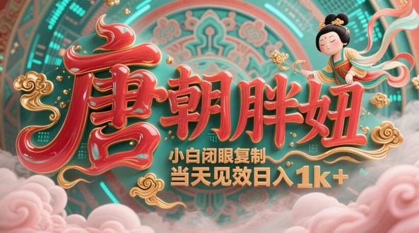 用AI克隆“唐朝胖妞”日更3条，平台疯狂推流，小白闭眼复制，当天见效，日入1k+——大叔资源库创业项目网-大叔资源库-资源-项目-副业-兼职-创业-大叔的库-大叔的库