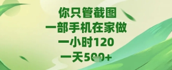 你只管截图，一部手机在家做，苹果安卓都可以，一天5张+【揭秘】——大叔资源库创业项目网-大叔资源库-资源-项目-副业-兼职-创业-大叔的库-大叔的库