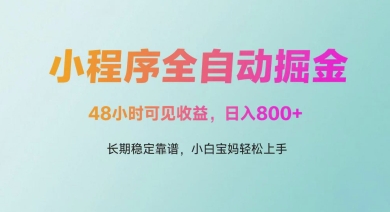 微信小程序全自动掘金，48小时可见收益，日入多张，长期稳定靠谱，小白宝妈轻松上手【揭秘】——大叔资源库创业项目网-大叔资源库-资源-项目-副业-兼职-创业-大叔的库-大叔的库