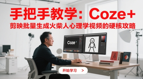 手把手教学：Coze + 剪映批量生成火柴人心理学视频的硬核攻略——大叔资源库创业项目网-大叔资源库-资源-项目-副业-兼职-创业-大叔的库-大叔的库