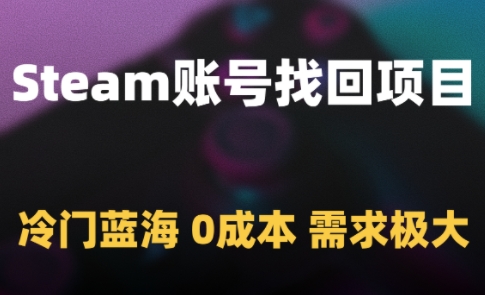 Steam账号找回项目，冷门蓝海，0成本，需求极大——大叔资源库创业项目网-大叔资源库-资源-项目-副业-兼职-创业-大叔的库-大叔的库