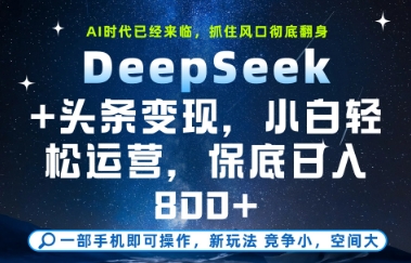 DeepSeek+头条变现，保姆级教学，小白轻松上手，日入8张+【揭秘】——大叔资源库创业项目网-大叔资源库-资源-项目-副业-兼职-创业-大叔的库-大叔的库