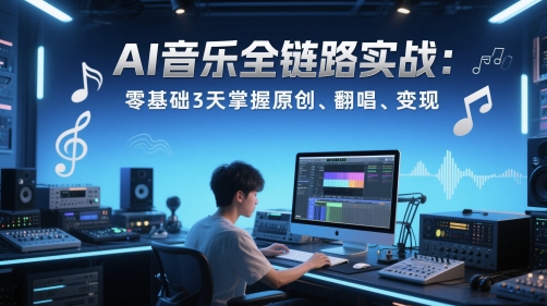 AI音乐全链路实战变现课：零基础3天掌握原创、翻唱、变现——大叔资源库创业项目网-大叔资源库-资源-项目-副业-兼职-创业-大叔的库-大叔的库
