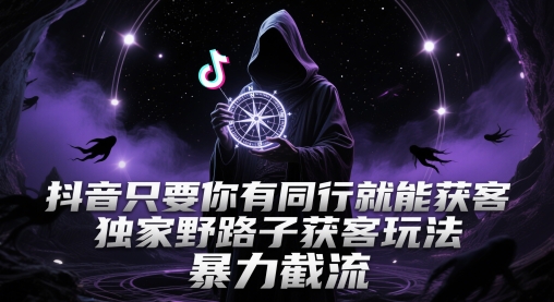 抖音只要你有同行就能获客，独家野路子获客玩法，暴力截流【揭秘】——大叔资源库创业项目网-大叔资源库-资源-项目-副业-兼职-创业-大叔的库-大叔的库