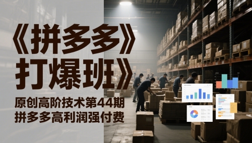 《拼多多打爆班》原创高阶技术第44期，拼多多高利润强付费——大叔资源库创业项目网-大叔资源库-资源-项目-副业-兼职-创业-大叔的库-大叔的库