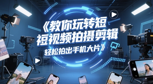 教你玩转短视频拍摄剪辑，轻松拍出手机大片——大叔资源库创业项目网-大叔资源库-资源-项目-副业-兼职-创业-大叔的库-大叔的库