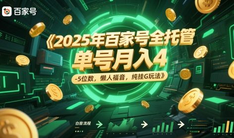 2025年百家号全托管，单号月入4-5位数，懒人福音，纯挂G玩法【揭秘】——大叔资源库创业项目网-大叔资源库-资源-项目-副业-兼职-创业-大叔的库-大叔的库