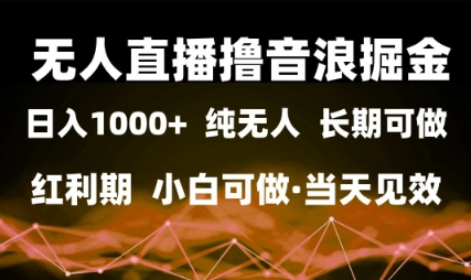 无人直播撸音浪掘金，日入1k+，纯无人红利期，小白可做，当天见效【揭秘】——大叔资源库创业项目网-大叔资源库-资源-项目-副业-兼职-创业-大叔的库-大叔的库