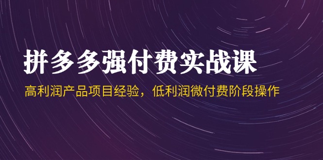 （14874期）拼多多强付费实战课-44期，高利润产品项目经验，低利润微付费阶段操作_大叔资源库创业项目网-大叔资源库-资源-项目-副业-兼职-创业-大叔的库-大叔的库