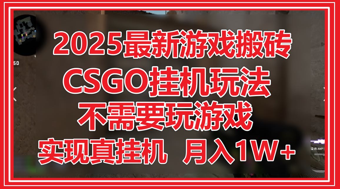 （14743期）2025最新游戏搬砖，CSGO挂机，不需要玩游戏，实现真挂机，月入1W+_大叔资源库创业项目网-大叔资源库-资源-项目-副业-兼职-创业-大叔的库-大叔的库