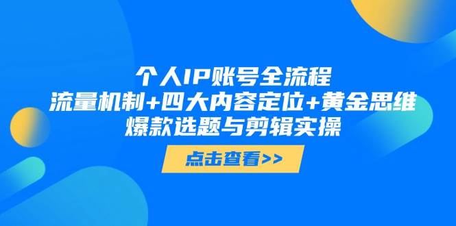 个人IP账号全流程：流量机制+四大内容定位+黄金思维 , 爆款选题与剪辑实操_大叔资源库-大叔资源库-资源-项目-副业-兼职-创业-大叔的库-大叔的库