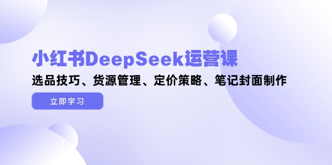 （14748期）小红书DeepSeek运营课，选品技巧、货源管理、定价策略、笔记封面制作_大叔资源库创业项目网-大叔资源库-资源-项目-副业-兼职-创业-大叔的库-大叔的库